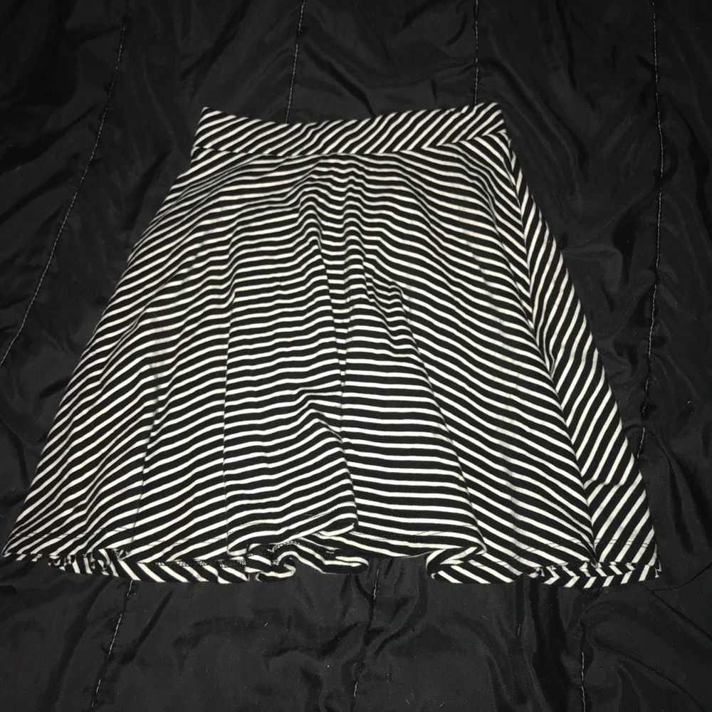 Black and White Striped Skater skirt. Size Small